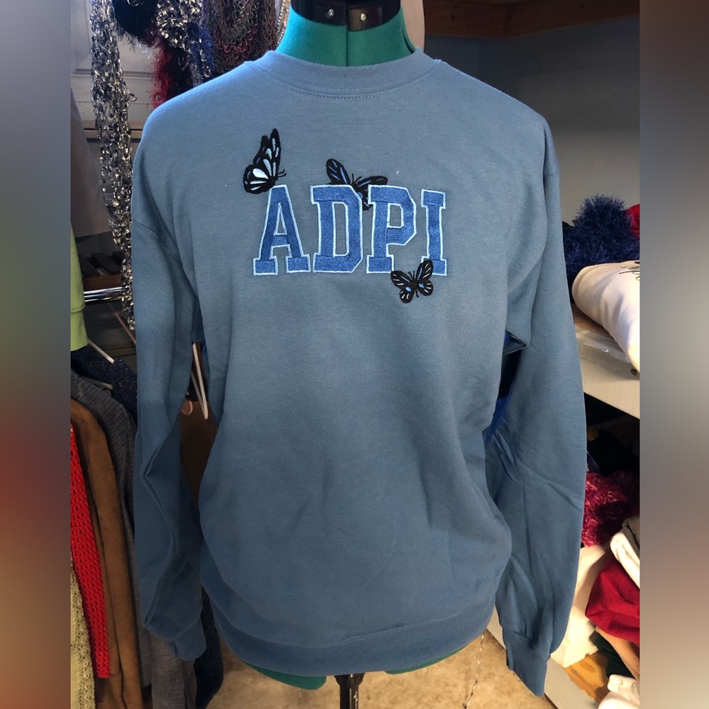 Alpha delta phi sweatshirt. ADPI embroidered crew neck